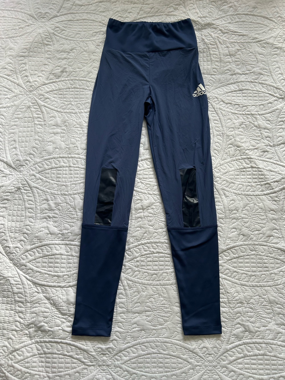 adidas Navy Blue Athletic Joggers Panel Detail Tapered Track Pants